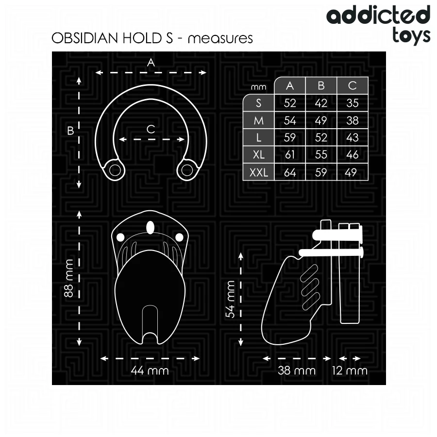 ADDICTED TOYS LOCKED - OBSIDIAN HOLD PENIS CAGE ROZMIAR S